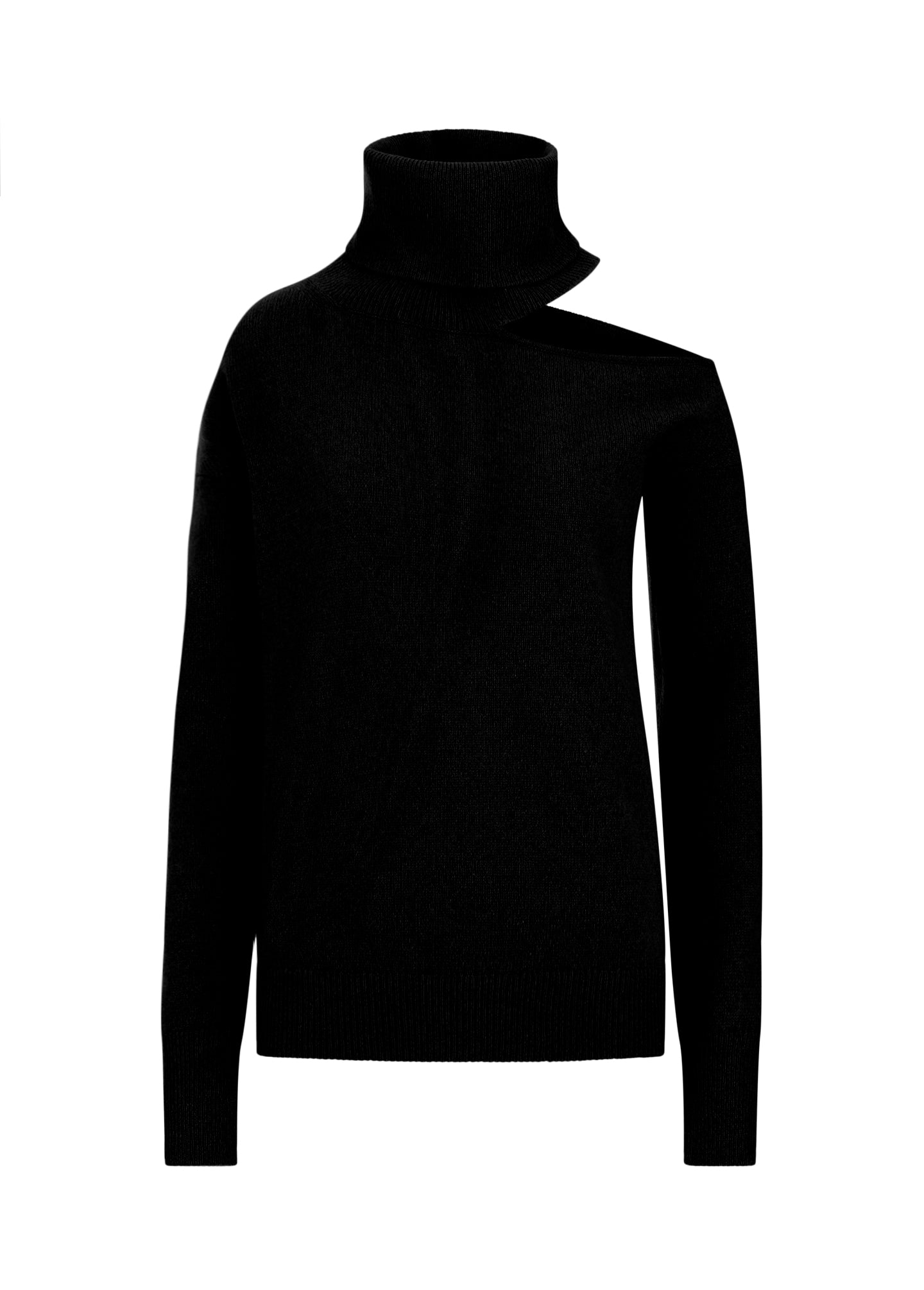 Black cashmere polo neck ladies cut out sweater