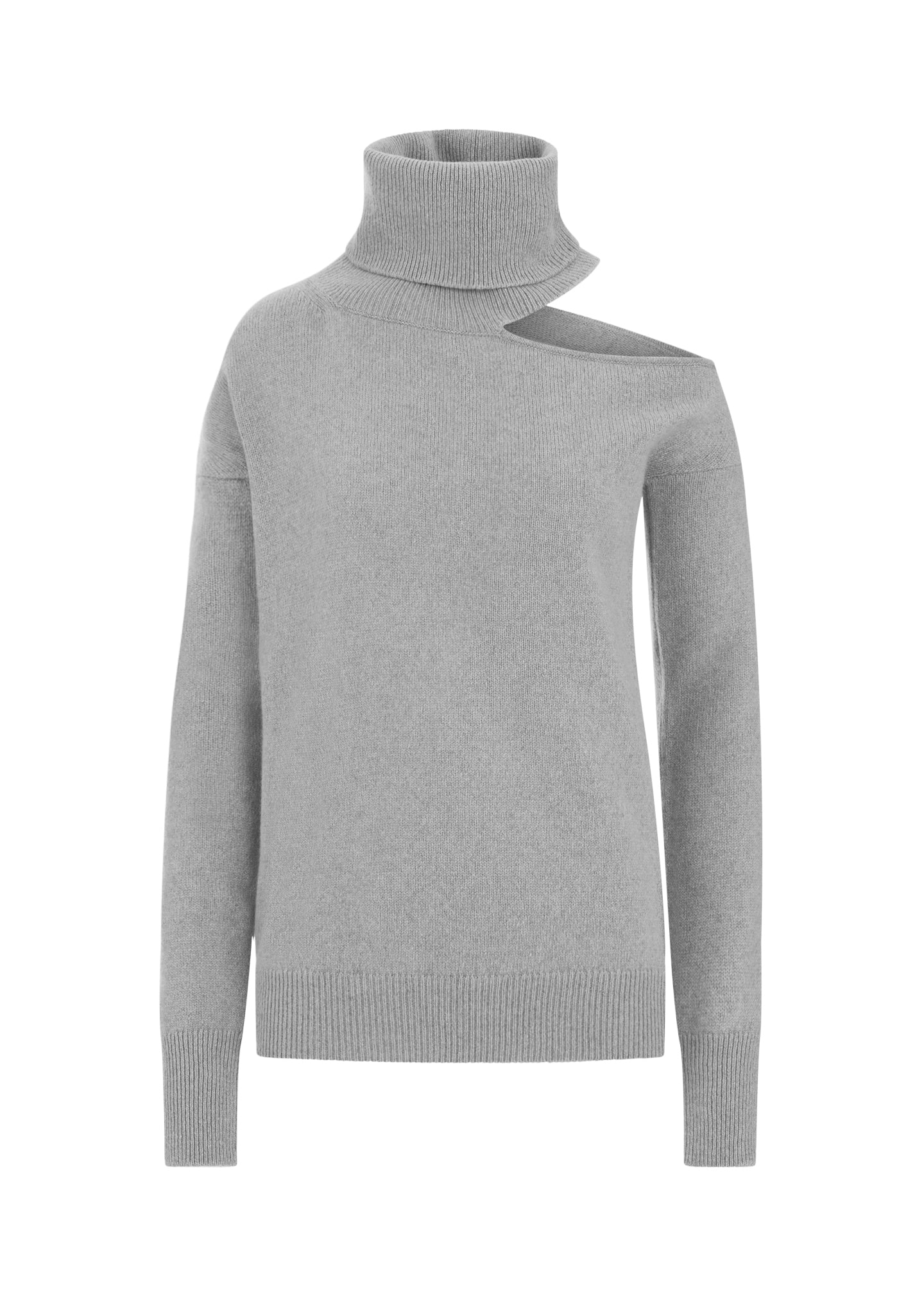 Grey cashmere polo neck ladies cut out sweater