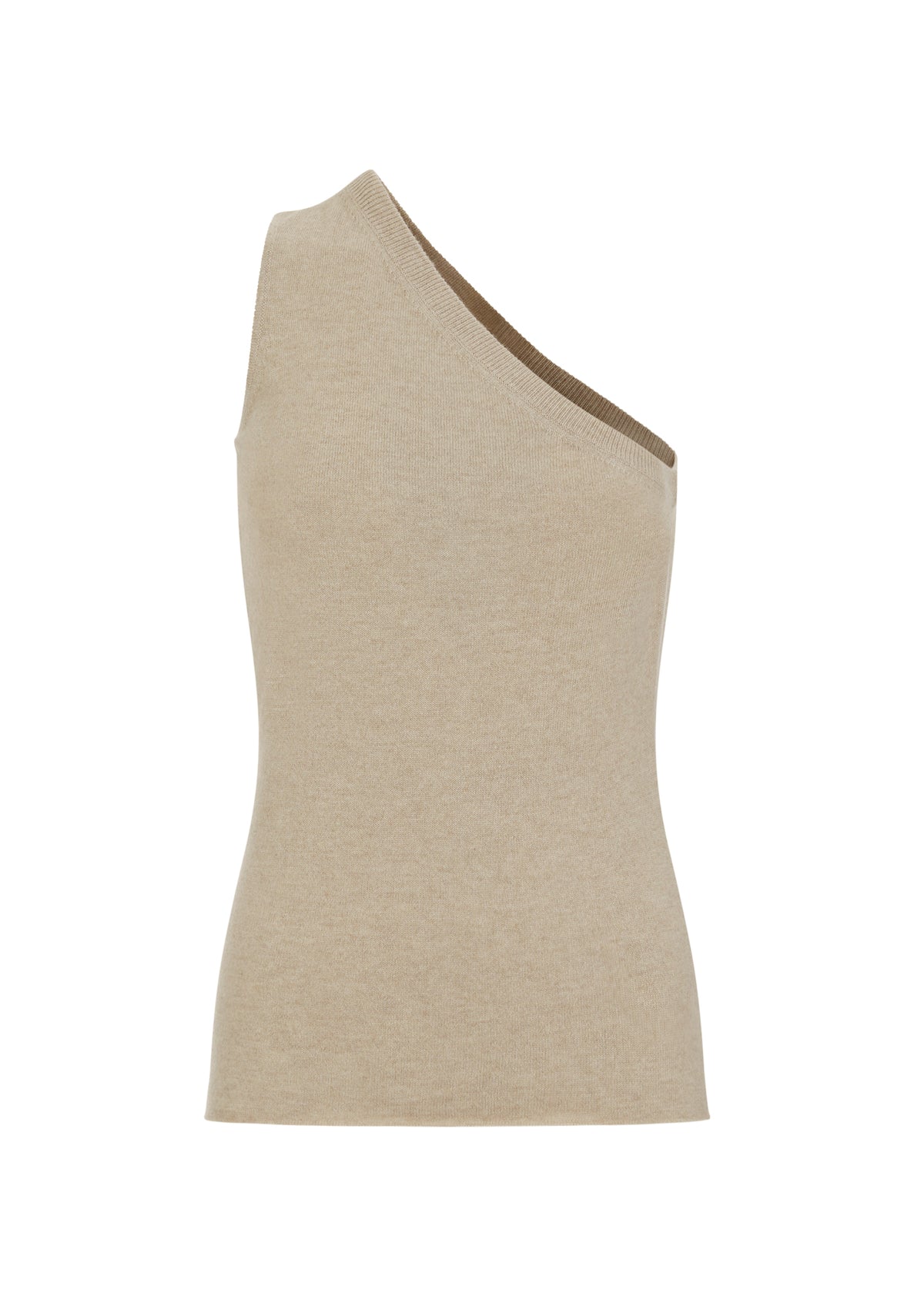 One Shoulder sleeveless cashmere womens top SAND