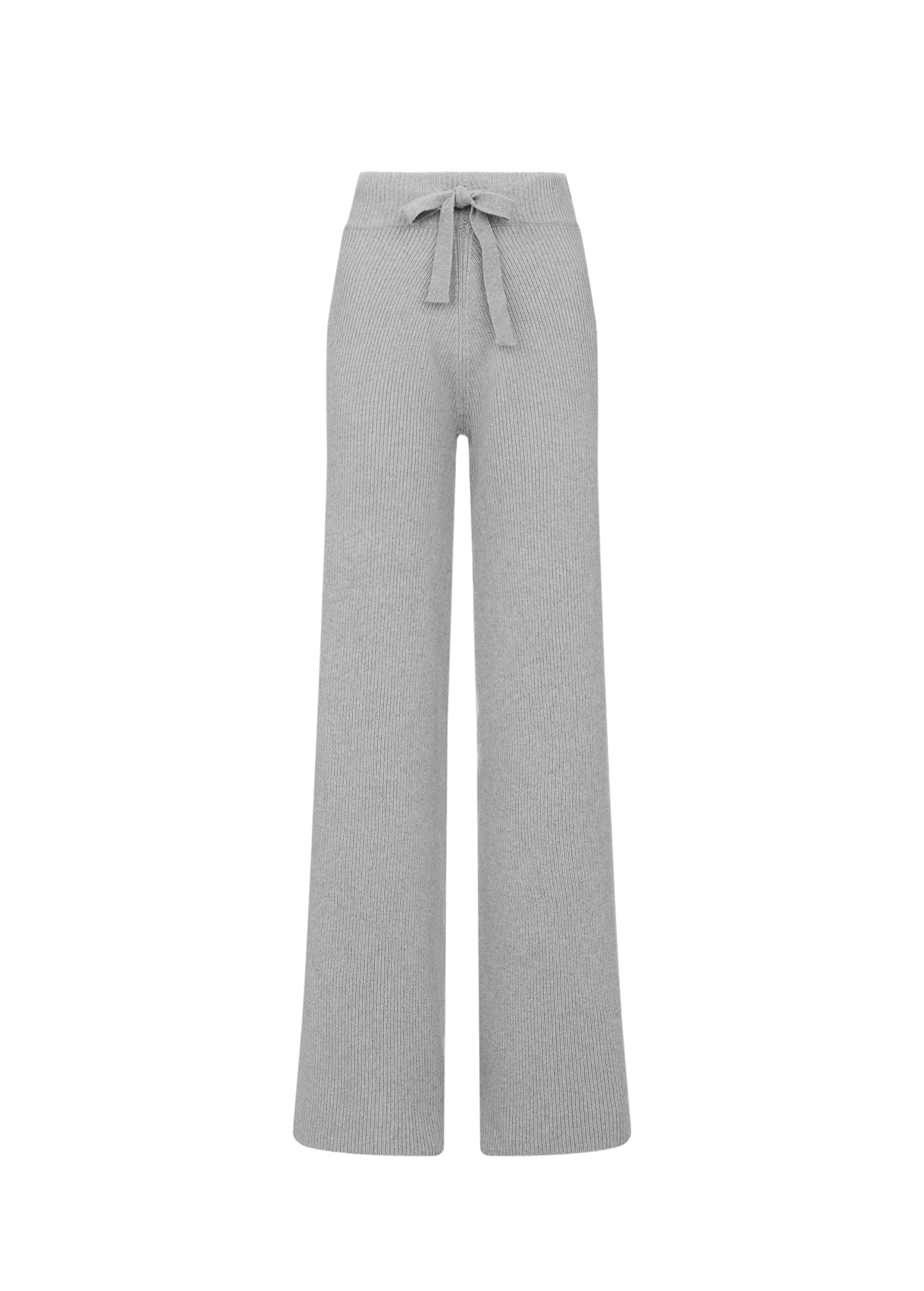 Ribbed cashmere wide leg trouser pants Grey