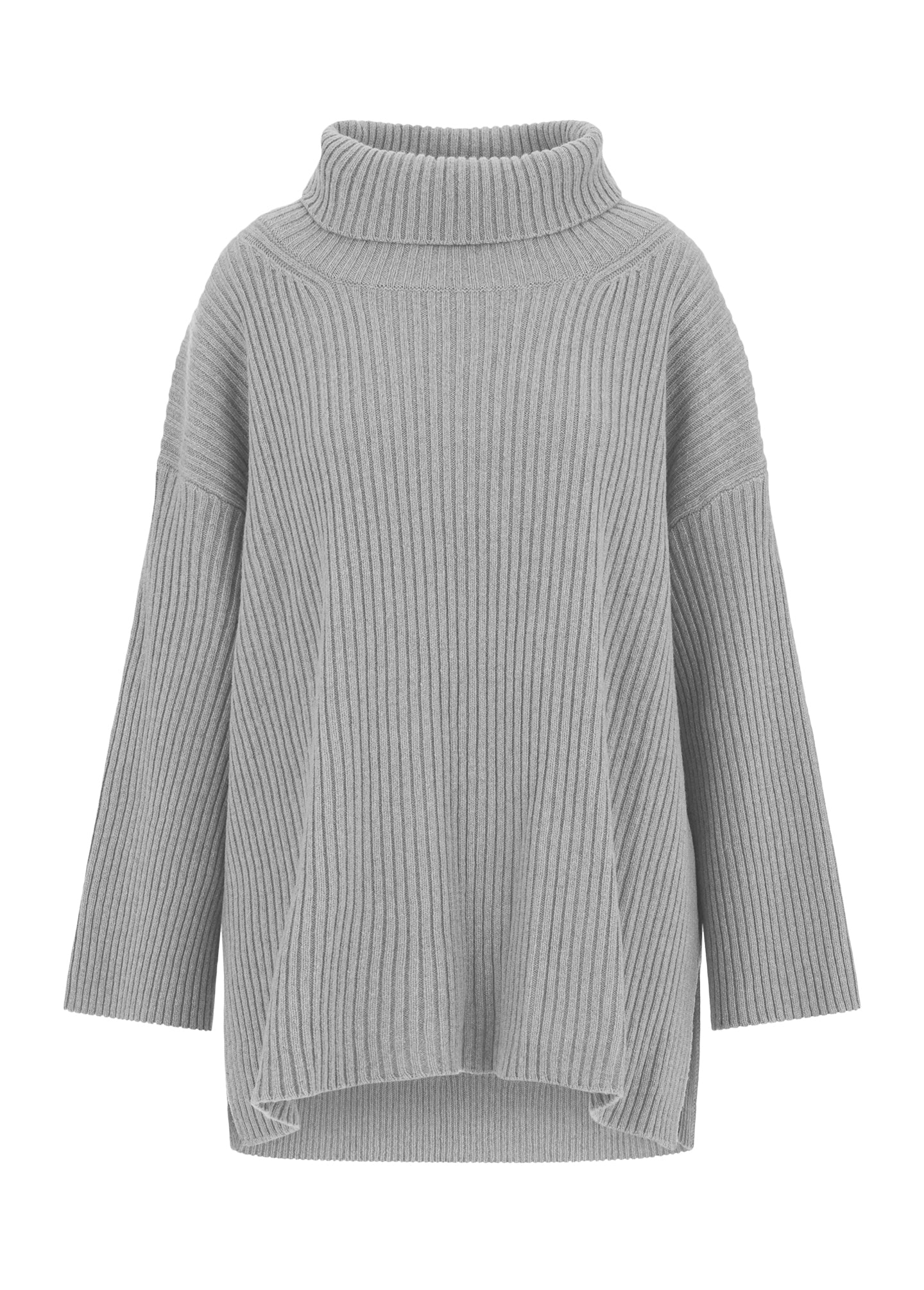 Designer cashmere oversized turtleneck jumper Full Grey