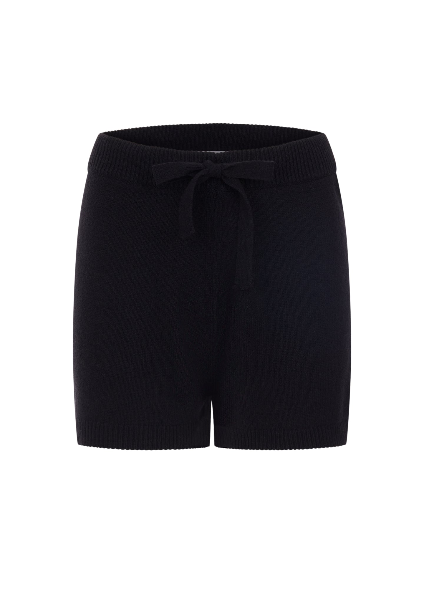 Designer cashmere knitted shorts with drawstring Black