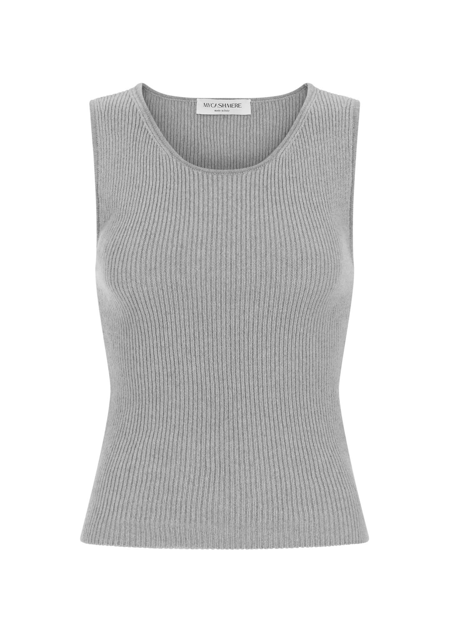 Designer ribbed cashmere tank top in grey