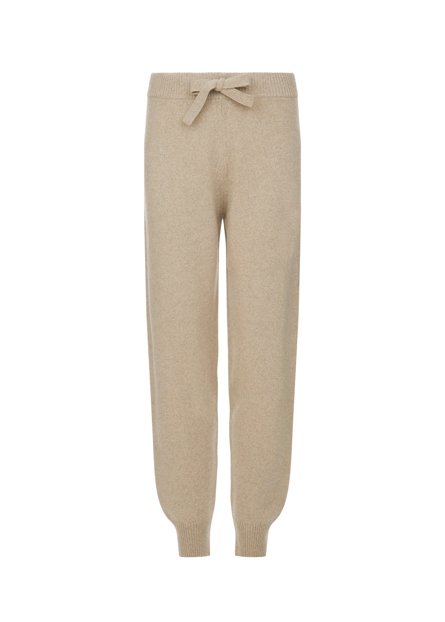 Cashmere women's knitted joggers in sand