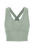 Cashmere knit cropped top bralette crossed back in sage