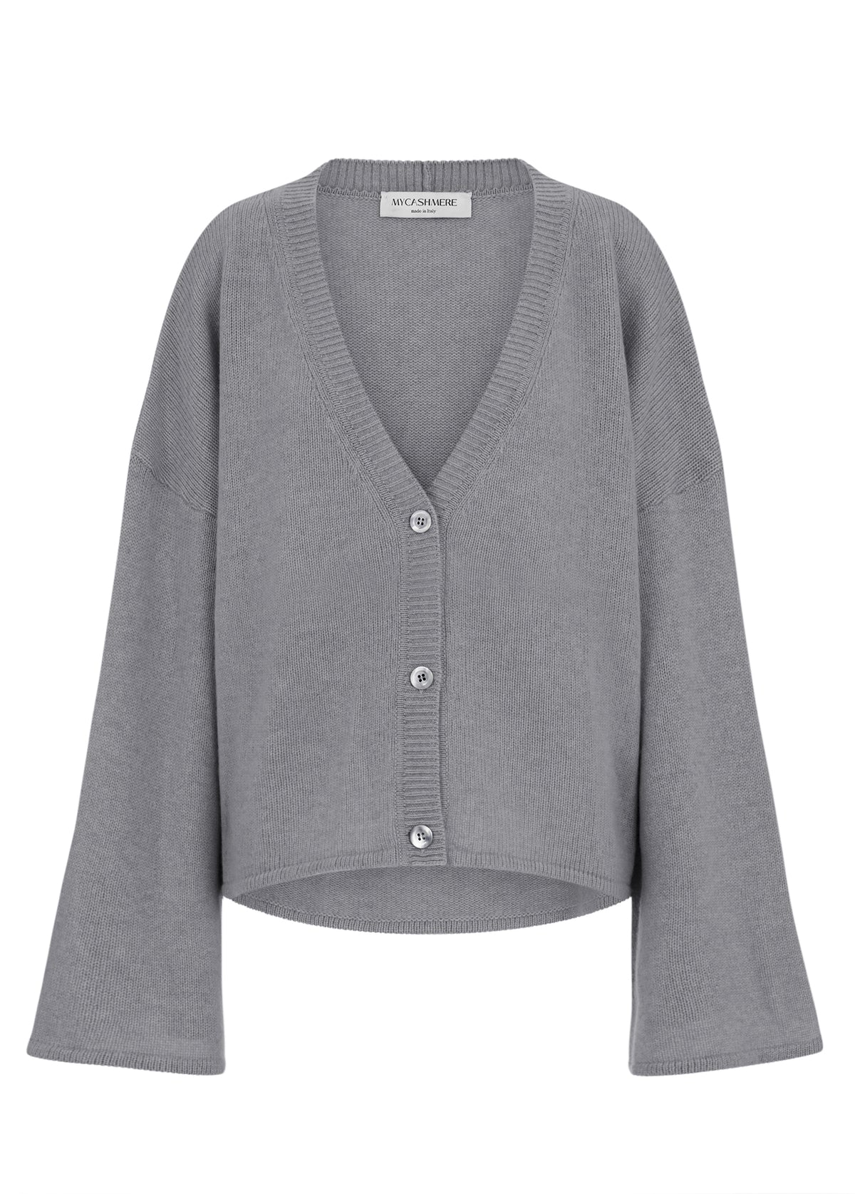 Women&#39;s cashmere V neck cropped cardigan in grey