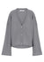 Women's cashmere V neck cropped cardigan in grey