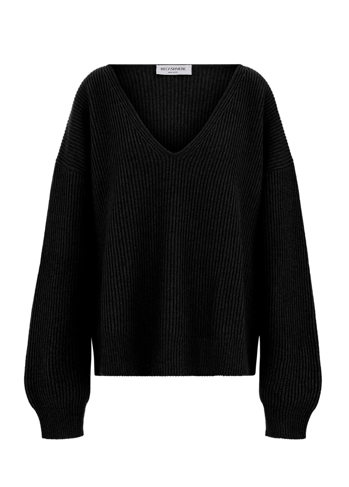 Women&#39;s cashmere V neck oversized jumper sweater black