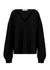 Women's cashmere V neck oversized jumper sweater black