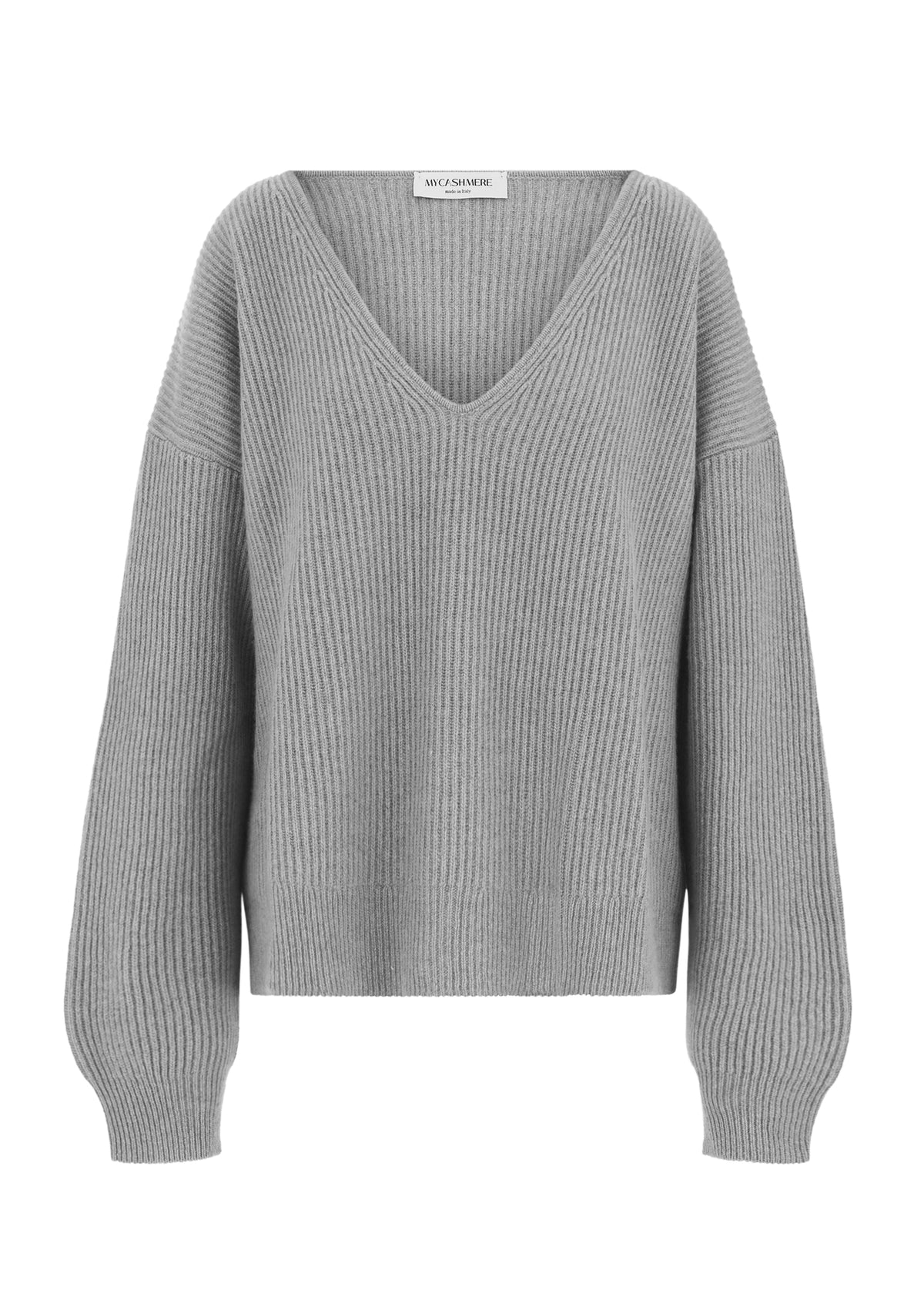 Women&#39;s cashmere V neck oversize jumper sweater grey