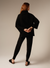 Women's oversized turtleneck side slit Sweater Black 