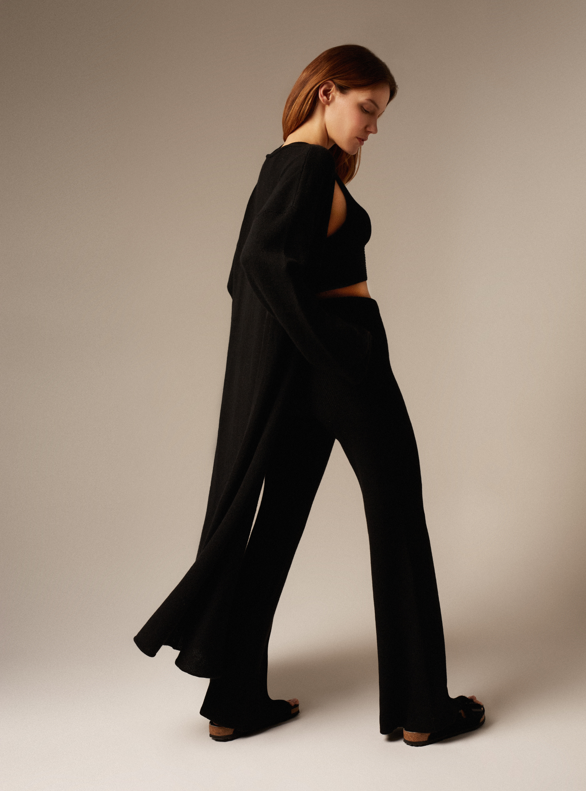 Designer women's cashmere maxi cardigan in Black