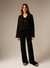 Women's cashmere V neck cropped cardigan in black