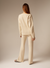 Cream ribbed cashmere wide leg trousers women's Back