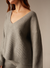 Designer cashmere knit V neck oversized jumper Grey