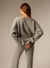 Oversize V neck cashmere ladies sweater in grey