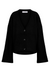 Cashmere V neck cropped cardigan in black